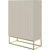 Selsey VELDIO - Highboard 2-türig, Graubeige Taupe mit goldenem Metallgestell, 90 cm breit