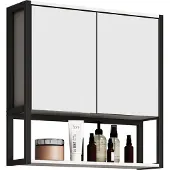 VCM Badschrank zeitlos | Maße ca. H. 60 x B. 60 x T. 17 cm | ausreichend Stauraum | Spiegelschrank - Edino 60 x 60 cm