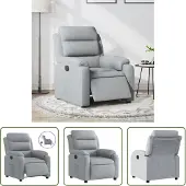 The Living Store Relaxsessel Elektrisch Hellgrau Stoff