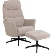 Ebuy24 London Sessel Relaxsessel mit Fußhocker Bouclé Beige.