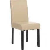 MCW Esszimmerstuhl Littau, Küchenstuhl Stuhl, Leder creme, dunkle Beine