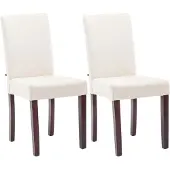 CLP 2er Set Esszimmerstuhl Ina Stoffbezug mit Holzgestell creme Gestell Farbe cappuccino
