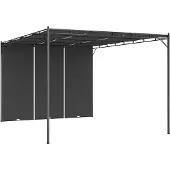 Syfax Gartenpavillon mit Seitenvorhang 4x3x2,25 m Anthrazit