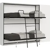 Itamoby - Schrankbett Kando Etagenbett 2 Schlafplätze horizontal mit Matratzen Komp. H Esche weiß