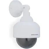 Relaxdays 4 x Kamera Dummy, blinkendes LED-Licht, innen & außen, Einbrecher Abschreckung, Überwachungskamera Attrappe, weiß