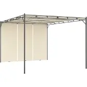 The Living Store Gartenpavillon mit Seitenvorhang 4x3x2,25 m Creme