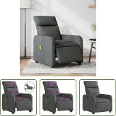 The Living Store Massagesessel Elektrisch Dunkelgrau Stoff
