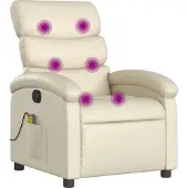 Syfax Massagesessel mit Relaxfunktion, Kunstleder, Creme
