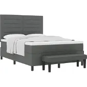 Syfax Boxspringbett mit Kissen Dunkelgrau 140 x 190 cm Stoff