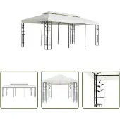 The Living Store Pavillon mit Doppeldach Weiß 6x3 m Stahl