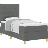 vidaXL Boxspringbett mit Matratze Dunkelgrau 90 x 190 cm Stoff