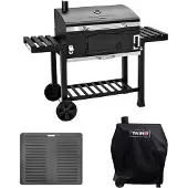 TAINO HERO XXL Holzkohlegrill Set Abdeckhaube Grillplatte Smoker Grillwagen BBQ