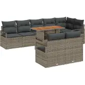 vidaXL Gartensofa-set 9 stk. 8-Sitzanzahl Grau und Braun