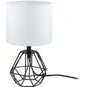 Eglo Tischlampe Carlton 2, 1 flammige Vintage Tischleuchte, Nachttischlampe aus Stahl und Stoff, Farbe: Schwarz, weiß, Fassung: E14, inkl. Schalter