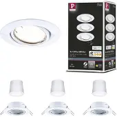 Paulmann LED-Einbauspot Coin Base weiß 3er-Set 3000 K ZigBee Base, dimmbar, weiß / opal, für Wohn- / Esszimmer, Metall, Modern, Smart Home Einbaulampe