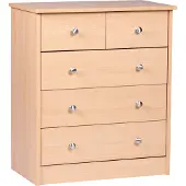 Wohnling Kommode Buche 60 x 70 x 35 cm Sideboard Anrichte mit 5 Schubladen; WL1.338