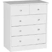 Wohnling Design Holz-Kommode 60 x 70 x 35 cm weiß mit 5 Schubladen Mehrzweckanrichte flach für Flur Modernes Sideboard zeitlose Anrichte