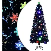 Syfax Weihnachtsbaum mit LED-Schneeflocken Schwarz 240 cm Fiberoptik