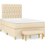 Syfax Boxspringbett mit Matratze Creme 120x200 cm Stoff