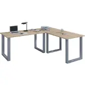 VCM Holz Schreibtisch | Eckschreibtisch schlicht | 190x130 | L Form links oder rechts | Arbeitstisch Platte 50 cm tief | Computertisch Büromöbel - Lona U