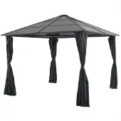 Syfax Gartenpavillon mit Vorhang Aluminium 3×3 m Schwarz