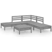 vidaXL 6-tlg. Garten-Lounge-Set Massivholz Kiefer Grau