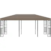 Syfax Pavillon 6x3 m Taupe Stoff 2,6 m hoch mit PA-Beschichtung