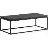 Wohnling Couchtisch 120x60x40 cm Mango Massivholz / Metall Schwarz Sofatisch Rechteckig Wohnzimmertisch mit natürlicher Holzmaserung Kaffeetisch