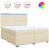 Syfax Boxspringbett mit Matratze Creme 200x200 cm Stoff