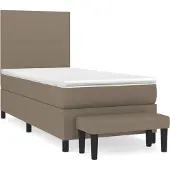 vidaXL Boxspringbett mit Matratze Taupe 100x200 cm Stoff