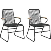 vidaXL Gartenstühle 2 Stk. Schwarz 58x59x85,5 cm PVC Rattan