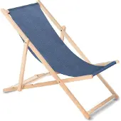 Greenblue Liegestuhl aus Buchholz ohne Armlehne Sonnenliege Gartenliege 110kg blau melange