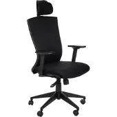 Stema Ergonomischer Bürodrehstuhl HG-0004F, Nylonbasis, verstellbare Armlehnen, Kopfstütze, Schwarz