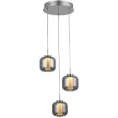 Brilliant Rafa LED Pendelleuchte 3flg Rondell chrom/rauchglas