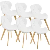 En.casa Esszimmerstuhl 'Älmhult' 6-er Set 78x47x52 cm Kunstleder Weiß