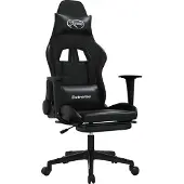 Syfax Gaming-Stuhl mit Fußstütze Schwarz Kunstleder
