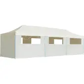 Syfax Faltzelt Partyzelt Pop-Up mit 8 Seitenwänden 870x291x315 cm Creme