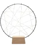 Konstsmide - LED Metallleuchter "kleiner Ring", mit Holz-Fuß, schwarz, mit Dimmer, mit an/aus Schalter, mit schwarzem Draht umwickelt, 100 bernsteinfarbene Dioden, 4,5V Innentrafo, 2W, schwarzes Kabel