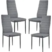 En.casa [] 4er Design Stuhl-Set Grau Italienisch Lehnstuhl Hochlehner Esszimmerstuhl Polsterstuhl