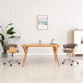 PUEAZU Drehbarer Bürostuhl Taupe Bugholz und Stoff - Bürostühle &23045