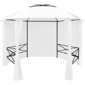 Syfax Gartenzelt mit Vorhängen 360x312x265 cm Weiß 180 g/m²