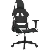 Syfax Gaming-Stuhl mit Massagefunktion Schwarz und Weiß Stoff
