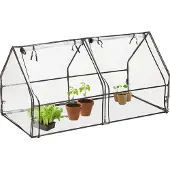 Relaxdays Folienfrühbeet, HxBxT: 92 x 180 x 92 cm, 2 Türen, Frühbeet & Aufzucht, Gewächshaus, PVC Folie, transparent