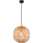 Globo Lighting Hängeleuchte Bambus naturfarben, Kabel PVC schwarz, Höhe kürzbar, ø: 300mm, H: 1500mm, exkl. 1x E27 60W 230V
