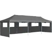 Syfax Faltzelt Partyzelt Pop-Up mit 5 Seitenwänden 870x291x315 cm Anthrazit