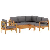 vidaXL 5-tlg. Garten-Sofagarnitur mit Kissen Massivholz Akazie