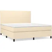 vidaXL Boxspringbett mit Matratze Creme 180x200 cm Stoff