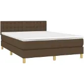 vidaXL Boxspringbett mit Matratze Dunkelbraun 140x200 cm Stoff