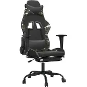 Syfax Gamingstuhl mit Massage Fußstütze Schwarz Tarnfarben Kunstleder