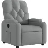 Syfax Relaxsessel Stoff Hellgrau mit manueller Liegefunktion, Getränkehalter und Seitentasche, 74x86,5x93,5 cm